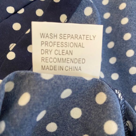 CLEARANCE 90’s Vintage Dress Navy & White Polka Dot Flutter Sleeve Size Large - Picture 7 of 9